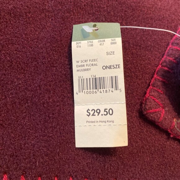 Eddie Bauer Embroidered Floral Scarf – Burgundy – 66 Inches - Picture 10 of 10